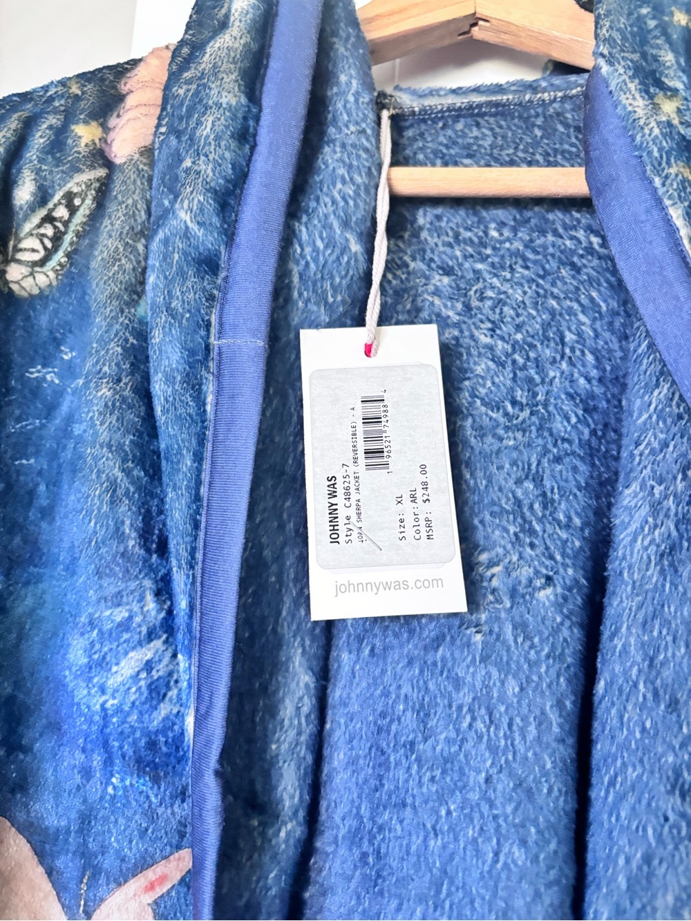 Johnny Was Blue Embroidered Robe-Style Reversible Jacket XL - Picture 4 of 4